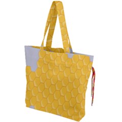 Hexagons Yellow Honeycomb Hive Bee Hive Pattern Drawstring Tote Bag by artworkshop