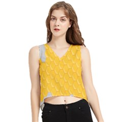 Hexagons Yellow Honeycomb Hive Bee Hive Pattern V-neck Cropped Tank Top by artworkshop