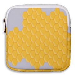 Hexagons Yellow Honeycomb Hive Bee Hive Pattern Mini Square Pouch by artworkshop