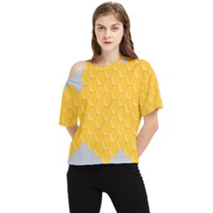 Hexagons Yellow Honeycomb Hive Bee Hive Pattern One Shoulder Cut Out Tee by artworkshop