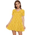 Hexagons Yellow Honeycomb Hive Bee Hive Pattern Tiered Short Sleeve Babydoll Dress View1