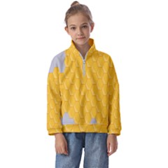 Hexagons Yellow Honeycomb Hive Bee Hive Pattern Kids  Half Zip Hoodie by artworkshop