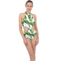 Sheets Tropical Plant Palm Summer Exotic Halter Side Cut Swimsuit View1