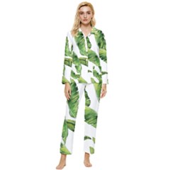 Sheets Tropical Plant Palm Summer Exotic Womens  Long Sleeve Velvet Pocket Pajamas Set by artworkshop