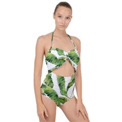 Sheets Tropical Plant Palm Summer Exotic Scallop Top Cut Out Swimsuit by artworkshop