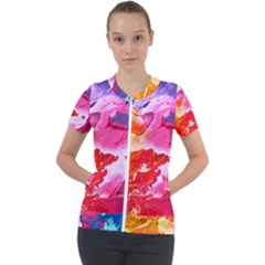 Colorful Painting Short Sleeve Zip Up Jacket by artworkshop