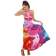 Colorful Painting Backless Maxi Beach Dress by artworkshop