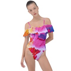 Colorful Painting Frill Detail One Piece Swimsuit by artworkshop