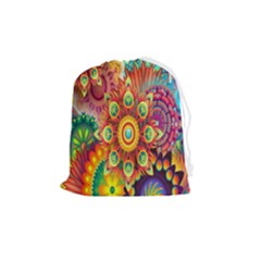 Mandalas Colorful Abstract Ornamental Drawstring Pouch (medium) by artworkshop