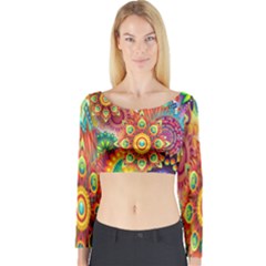 Mandalas Colorful Abstract Ornamental Long Sleeve Crop Top by artworkshop