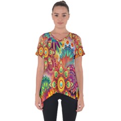 Mandalas Colorful Abstract Ornamental Cut Out Side Drop Tee by artworkshop