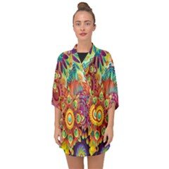 Mandalas Colorful Abstract Ornamental Half Sleeve Chiffon Kimono by artworkshop