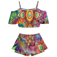 Mandalas Colorful Abstract Ornamental Kids  Off Shoulder Skirt Bikini by artworkshop