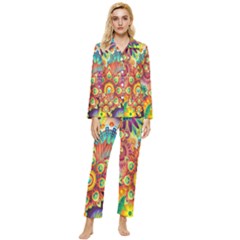 Mandalas Colorful Abstract Ornamental Womens  Long Sleeve Velvet Pocket Pajamas Set by artworkshop