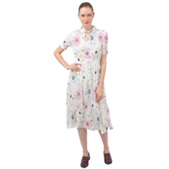 Pattern Flowers Keyhole Neckline Chiffon Dress by artworkshop