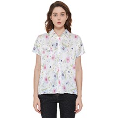 Pattern Flowers Short Sleeve Pocket Shirt by artworkshop