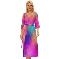 Triangles Polygon Color Midsummer Wrap Dress by artworkshop