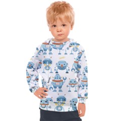 Seamless Pattern With Funny Robot Cartoon Kids  Hooded Pullover by Jancukart