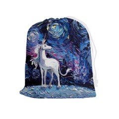 Unicorn Starry Night Drawstring Pouch (xl) by Jancukart