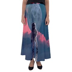 Astronaut-moon-space-nasa-planet Flared Maxi Skirt by Jancukart