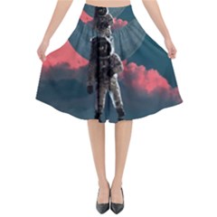 Astronaut-moon-space-nasa-planet Flared Midi Skirt by Jancukart