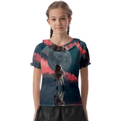 Astronaut-moon-space-nasa-planet Kids  Frill Chiffon Blouse by Jancukart