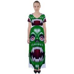 Monster-mask-alien-horror-devil High Waist Short Sleeve Maxi Dress by Jancukart