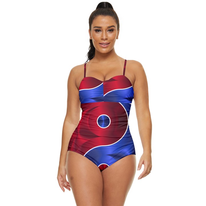 Yin Yang Eastern Asian Philosophy Retro Full Coverage Swimsuit