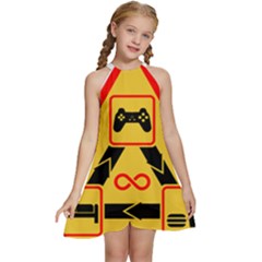 Gamer-geek-video-game-sign-fan Kids  Halter Collar Waist Tie Chiffon Dress by Jancukart