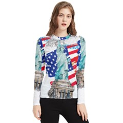 Statue Of Liberty Independence Day Poster Art Women s Long Sleeve Rash Guard by Jancukart