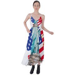 Statue Of Liberty Independence Day Poster Art Tie Back Maxi Dress by Jancukart