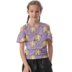 Corgi Pattern Kids  Butterfly Cutout Tee by Sudhe