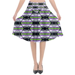 Hackers Town Void Mantis Hexagon Agender Nine 9 Stripe Pride Flag Flared Midi Skirt by WetdryvacsLair