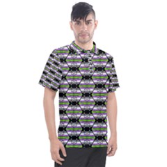 Hackers Town Void Mantis Hexagon Agender Nine 9 Stripe Pride Flag Men s Polo Tee by WetdryvacsLair