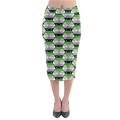 Hackers Town Void Mantis Hexagon Aromantic Pride Flag Midi Pencil Skirt by WetdryvacsLair