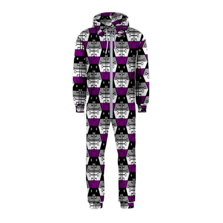 Hackers Town Void Mantis Hexagon Asexual Ace Pride Flag Hooded Jumpsuit (Kids)