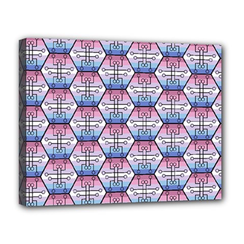 Hackers Town Void Mantis Hexagon Bigender Seven 7 Stripe Pride Flag Canvas 14  X 11  (stretched) by WetdryvacsLair