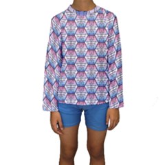 Hackers Town Void Mantis Hexagon Bigender Seven 7 Stripe Pride Flag Kids  Long Sleeve Swimwear by WetdryvacsLair