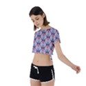 Hackers Town Void Mantis Hexagon Bigender Seven 7 Stripe Pride Flag Tie Back Short Sleeve Crop Tee View2