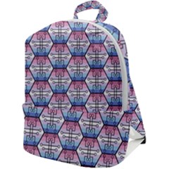 Hackers Town Void Mantis Hexagon Bigender Seven 7 Stripe Pride Flag Zip Up Backpack by WetdryvacsLair