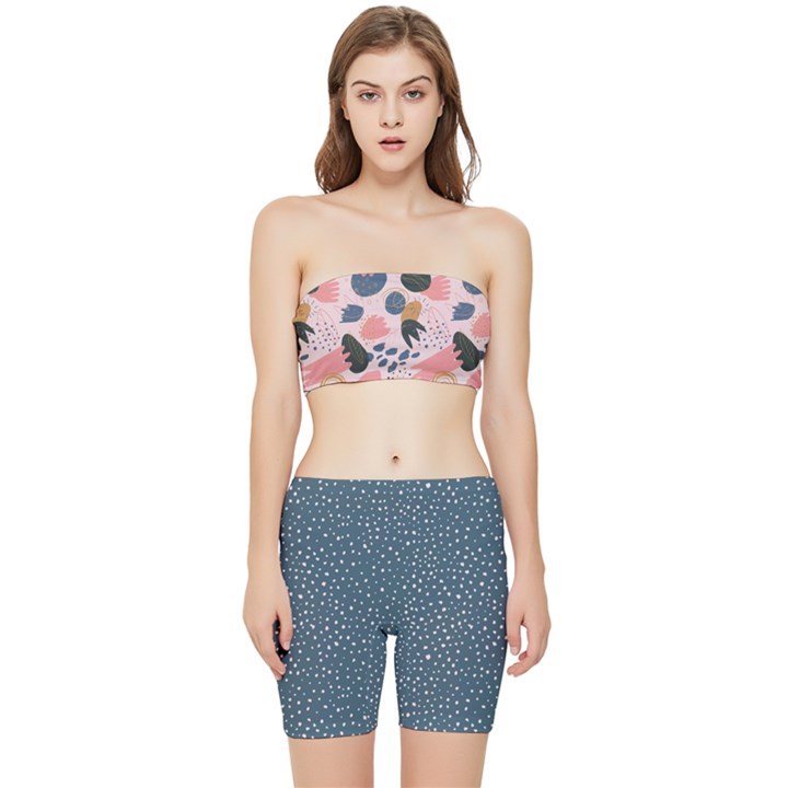 hand drawn abstract polka 5 Stretch Shorts and Tube Top Set