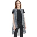 Soot Black and White Handpainted Houndstooth Check Watercolor Pattern Sleeveless Chiffon Waistcoat Shirt View1