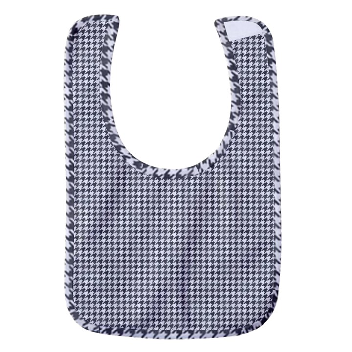 Soot Black and White Handpainted Houndstooth Check Watercolor Pattern Baby Bib