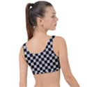 Large Black and White Watercolored Checkerboard Chess The Little Details Bikini Top View2