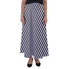 Black And White Watercolored Checkerboard Chess Flared Maxi Skirt by PodArtist