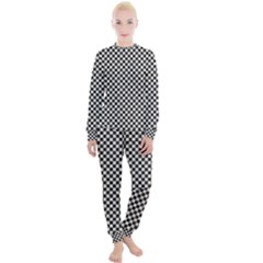 Black And White Watercolored Checkerboard Chess Women s Lounge Set by PodArtist