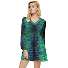 Technology-artificial-intelligence Tiered Long Sleeve Mini Dress by Jancukart