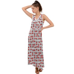 Spanish Love Phrase Motif Pattern V-neck Chiffon Maxi Dress by dflcprintsclothing