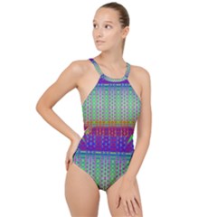 Space Explosion  High Neck One Piece Swimsuit by Thespacecampers