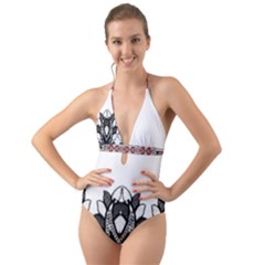 Im Fourth Dimension Black White Halter Cut-out One Piece Swimsuit by imanmulyana